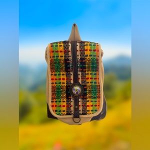 Vintage Multicolored Small Canvas Backpack – Retro Chic Fashion Accessory